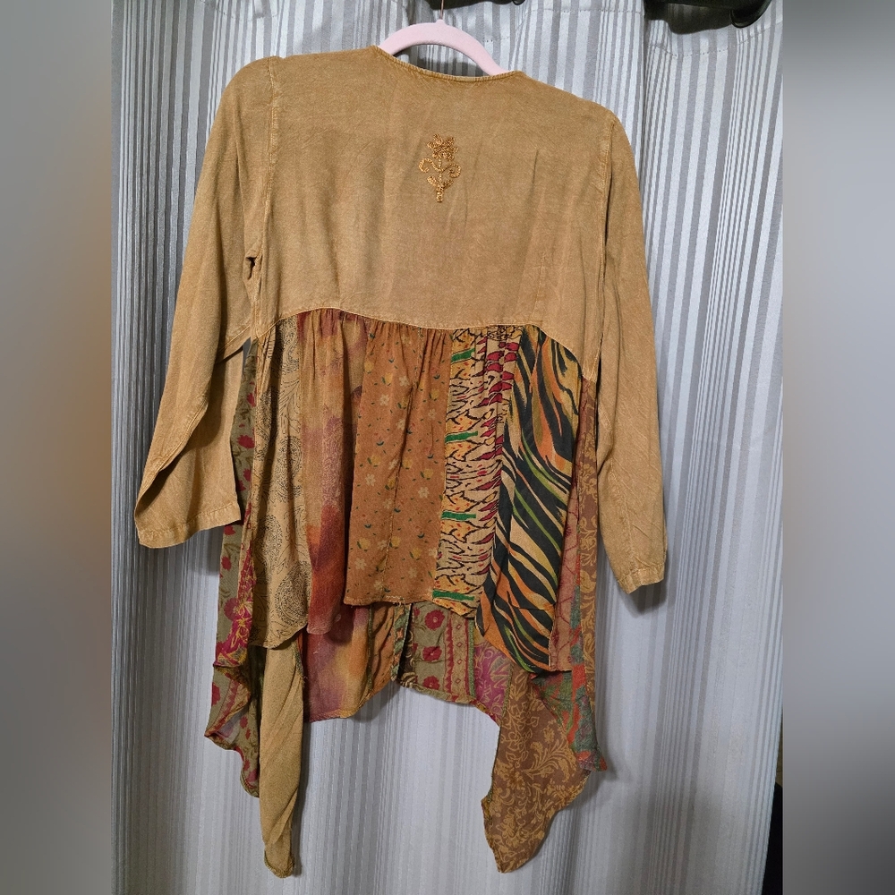 Artistic Patchwork Tunic With Embroidered Details - image 2